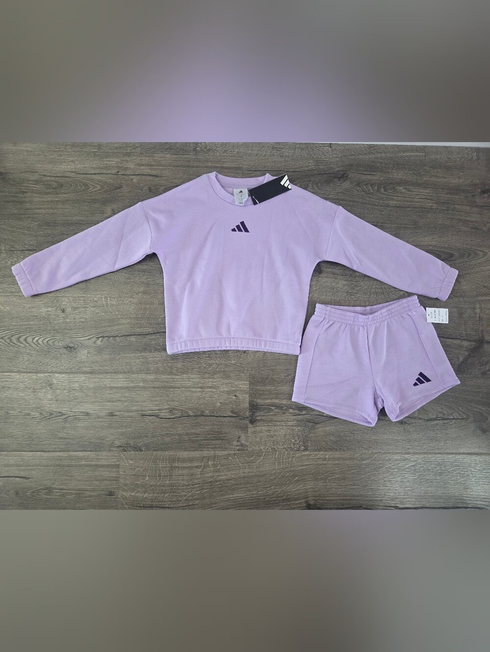 Adidas Lavender Sweatshirt & Shorts Set Size 6 NWT